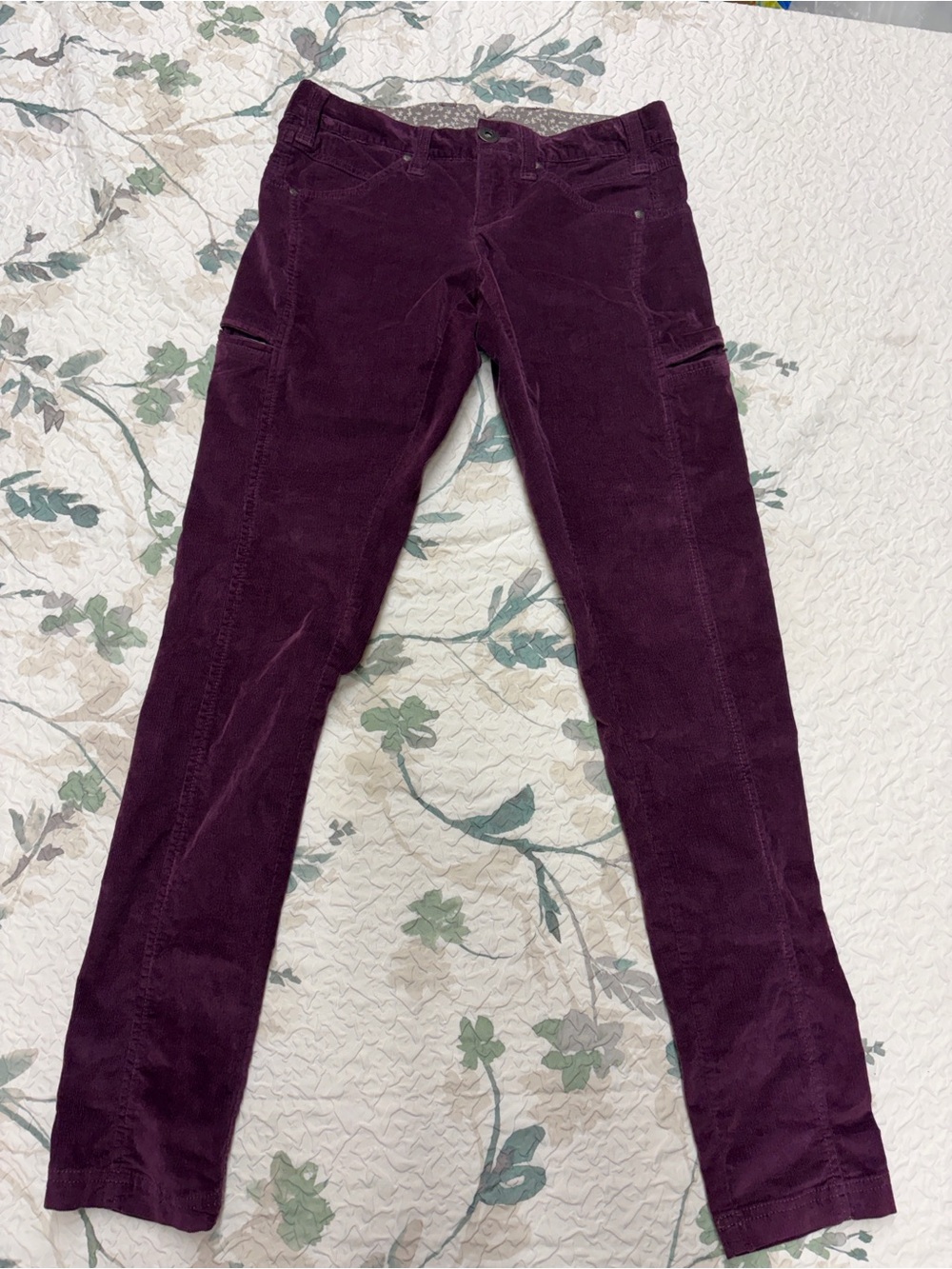 Athleta Plum Corduroy moto Pants with Branded Button